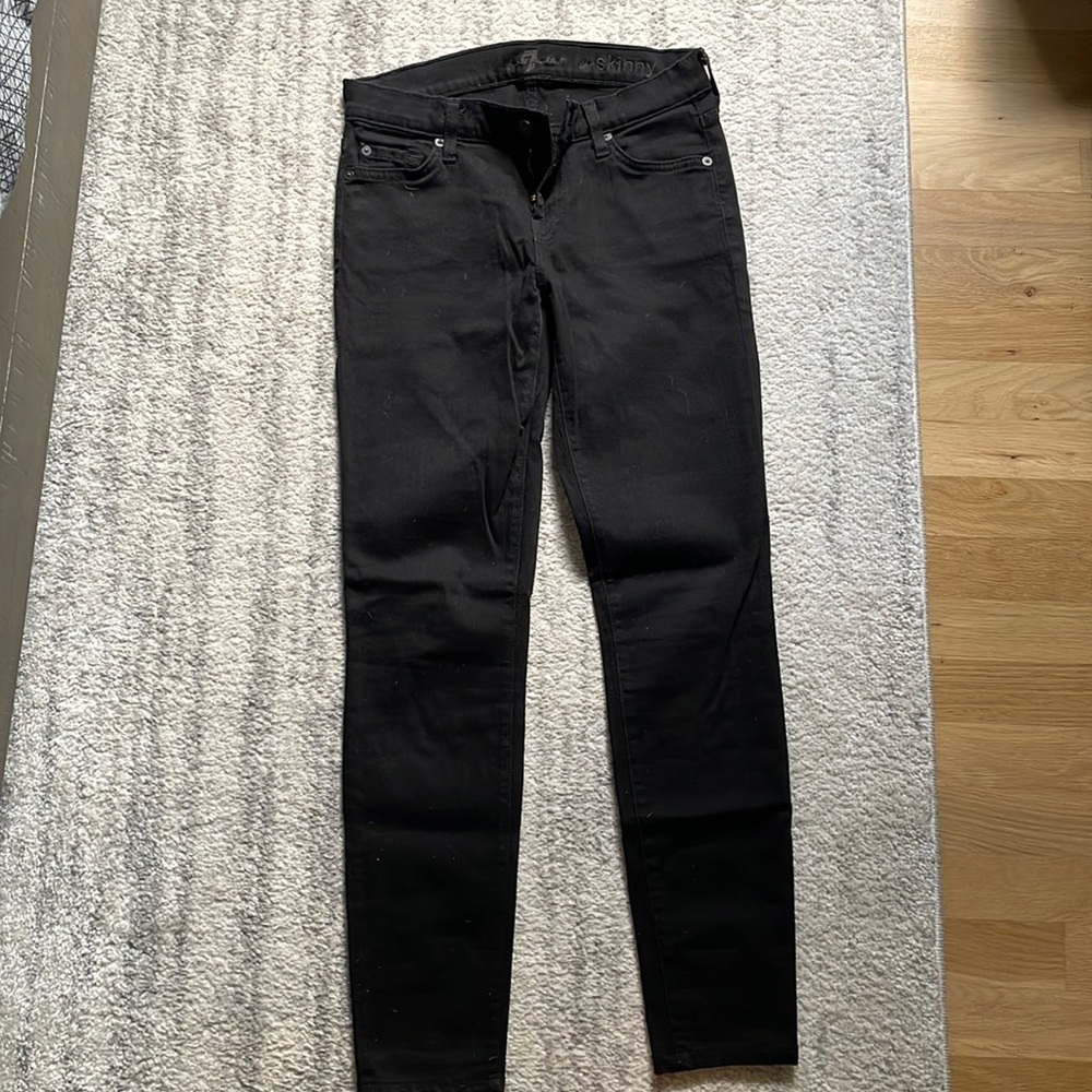 7 for all mankind womens black the skinnystretchy jeans 26 - Picture 1 of 5